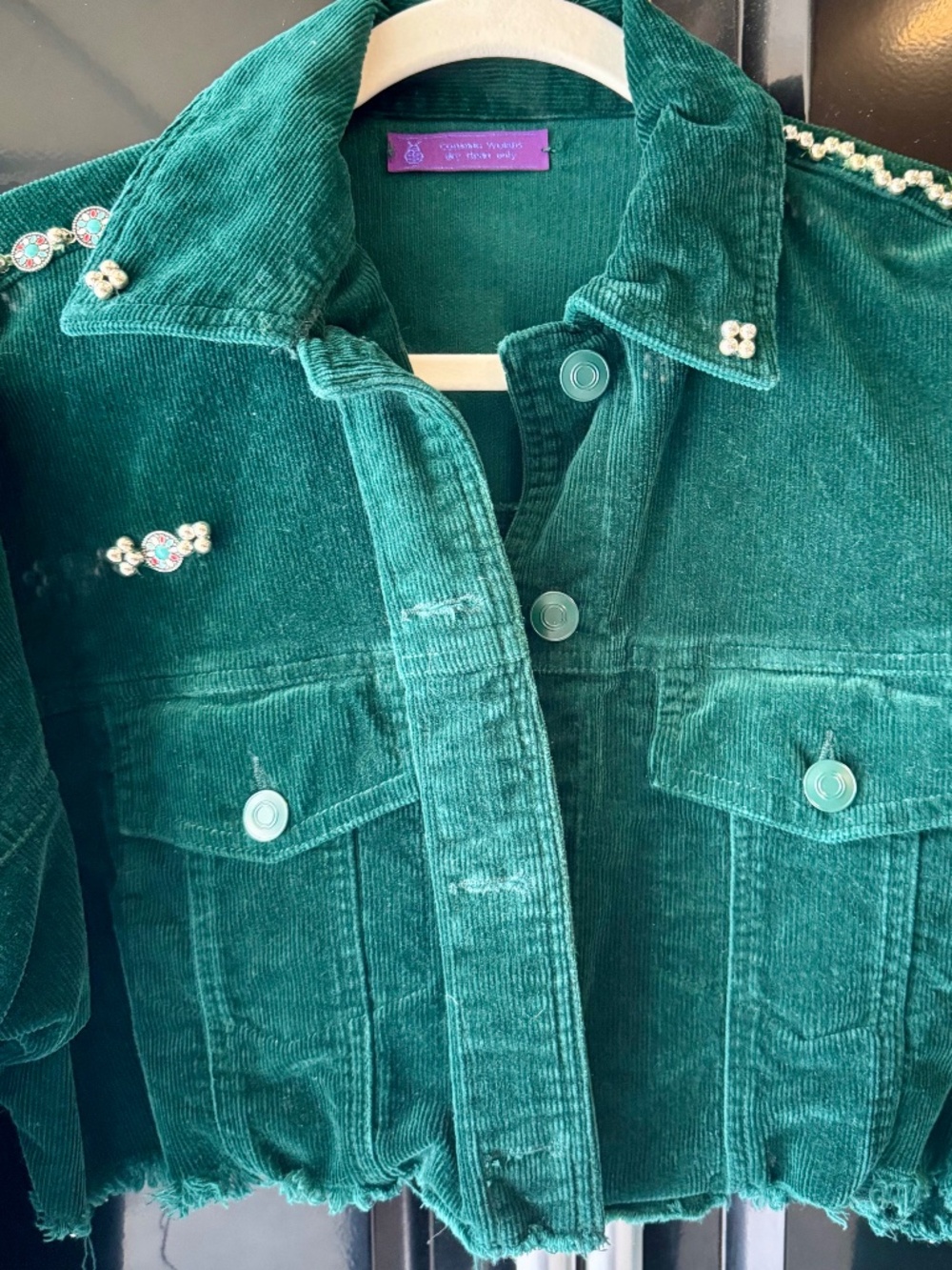 Upcycled Green Courdory Embellished Jacket